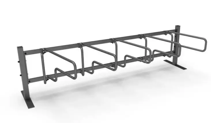 Pyöräteline CubiQ Standard 5-pp pinta-asennettava 2055 mm SPM+RAL 7024 - Maahan kiinnitettävät pyörätelineet - 76124 - 1