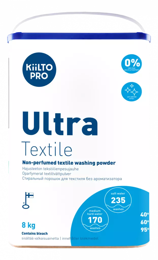 Pyykinpesuaine Kiilto Pro Ultra Textile 8 kg jauhe valko- ja kirjopyykille - Sauna, Pukuhuone, Pesutupa - 70064 - 1