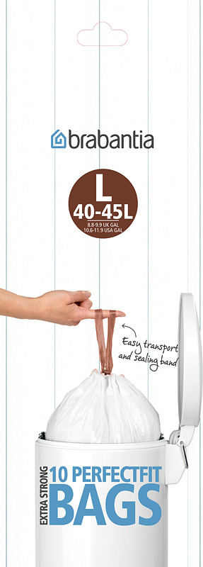 Roskapussi Brabantia Perfect Fit 40 - 45 L koko L 10 pss/rll - Jätesäkit, Roskapussit - 5784 - 1