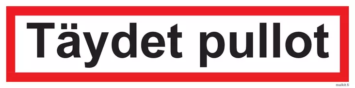 Täydet pullot tarra 400 x 100 mm - Paloalan kilvet - 70034 - 1