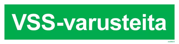 VSS-varusteita tarra 400 x 100 mm - Väestönsuojan opasteet - 73044 - 1