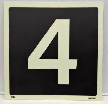 Kerrosnumero 1 jälkivalaiseva musta / vaalea numero muovi 200 x 200 mm - Jälkivalaisevat kyltit - 75615 - 1