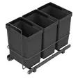Jätelajitteluvaunu LM 67/3 3 sankoa antrasiitti - Astiakaapin tarvikkeet, Jätevaunut - 73705 - 1