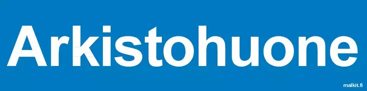 Arkistohuone sininen pohja, valkoinen teksti tarra 200 x 50 mm - Kiinteistökilvet - 70005 - 1