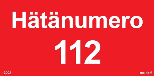 Hätänumero 112 tarra 100 x 40 mm - Ohjekilvet - 66455 - 1