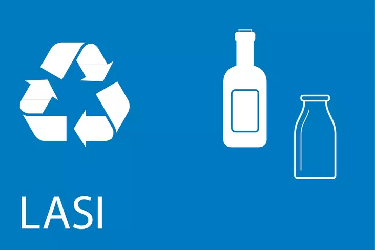 Jätelajittelukyltti symboleilla kierrätys + jätelajike muovi 300 x 200 mm - Jätelajittelukilvet - 73455 - 1