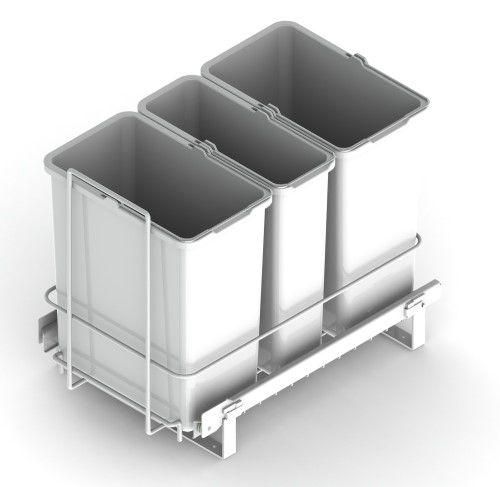 Jätelajitteluvaunu LM 65/3 3 sankoa valkoinen - Astiakaapin tarvikkeet, Jätevaunut - 63125 - 1
