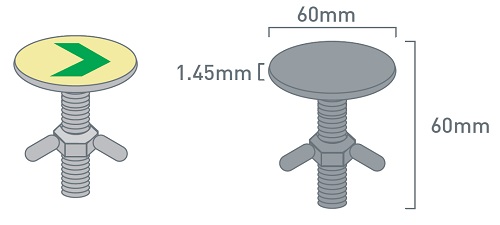 Opastekiekko nuolella metallisristikkolattioihin T 21 68 jälkivalaiseva 12 kpl - Jälkivalaisevat kyltit - 62705 - 1