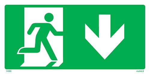 Poistumisreitti alas jälkivalaiseva opaste - Jälkivalaisevat kyltit - 65105 - 1