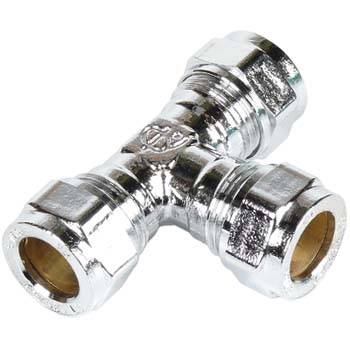Puserrus t-liitin 12mm krom - Putkenkannakkeet, Putkiyhteet - 1385 - 1