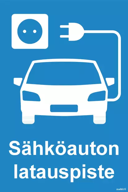 Sähköauton latauspiste sininen kerrosalumiini 200 x 300 mm - Kiinteistökilvet - 71346 - 1
