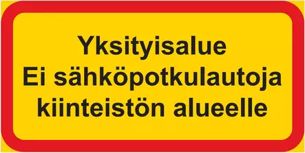 Yksityisalue Ei sähköpotkulautoja kiinteistön alueelle kerrosalumiini 400x200 mm - Kielto- ja rajoitusmerkit - 75446 - 1