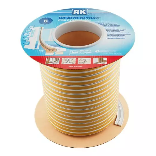 Ikkuna- ja ovitiiviste E-profiili 9 x 4 mm 100 m valkoinen - Tiivisteet, Tiivistemassat - 3766 - 1