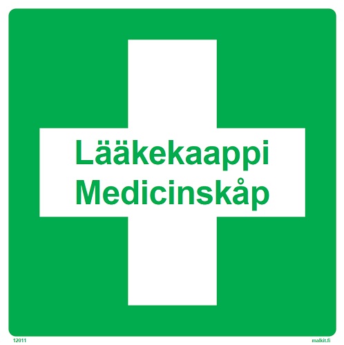 Lääkekaappi 2-kielinen FI-SV opaste - Ensiapukilvet - 65786 - 1