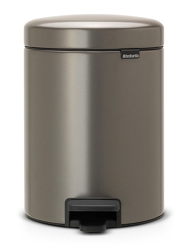 Roska-astia polkimella Brabantia NewIcon 5 L platinum, sisäastia muovi - Roskakorit, poljinastiat - 57166 - 1