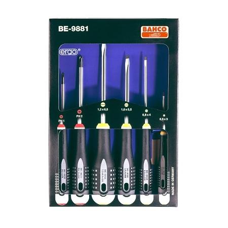 Ruuvitalttasarja 6-os. ergo Bahco BE-9881 ura/PH - Ruuvivääntimet, Irtokärjet - 1826 - 1