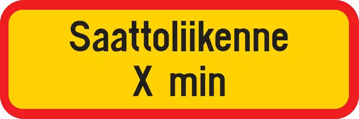 Saattoliikenne xx min pun-kelt liikennemerkkialumiini 600 x 200 mm - Liikennemerkin lisäkilvet - 70086 - 1