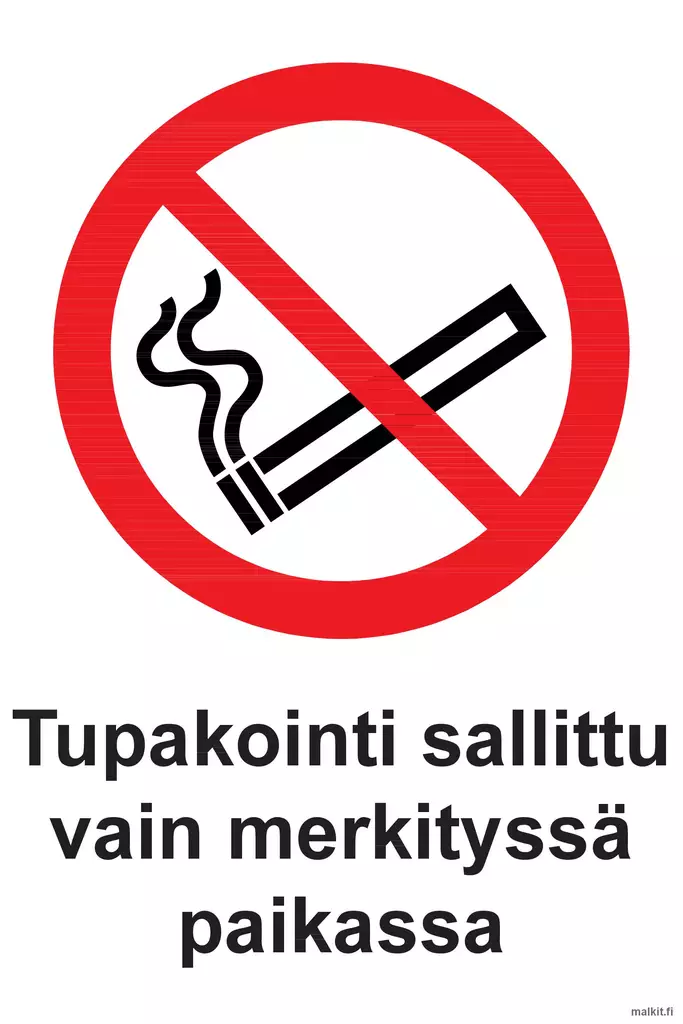 Tupakointi sallittu vain merkityssä paikassa muovi 200 x 300 mm - Kieltokilvet - 70036 - 1