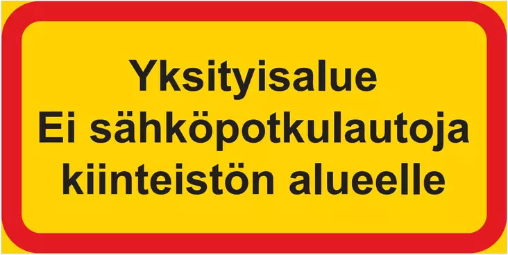 Yksityisalue Ei sähköpotkulautoja kiinteistön alueelle kerrosalumiini 400x200 mm - Kielto- ja rajoitusmerkit - 75446 - 1