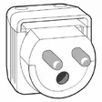 Valaisinpistotulppa 2-nap. + maad. suora - Pistorasiat, Pistotulpat - 1477 - 2