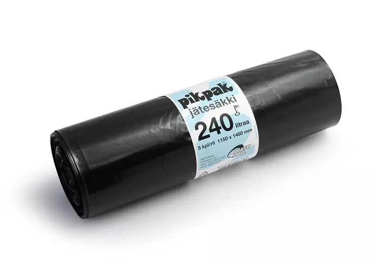 Jätesäkki 240 L musta silppuriin Plastiroll 1015 5 kpl/rll, 12rll/ltk - Jätesäkit, Roskapussit - 5817 - 1