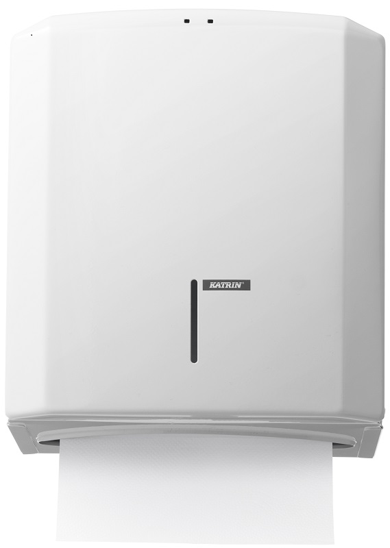 Käsipyyheannostelija Katrin metalli valkoinen lukittava 988113 - WC- paperit, Käsipyyhkeet, Annostelijat - 5117 - 1