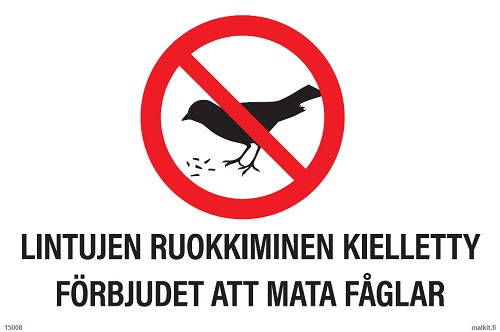 Lintujen ruokkiminen kielletty 2-kielinen FI-SV opaste - Kieltokilvet - 66067 - 1