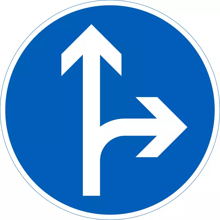 Pakollinen ajosuunta D1.6 liikennemerkkialumiini R2 640 mm - Määräys-, sääntö- ja opastusmerkit - 72387 - 1