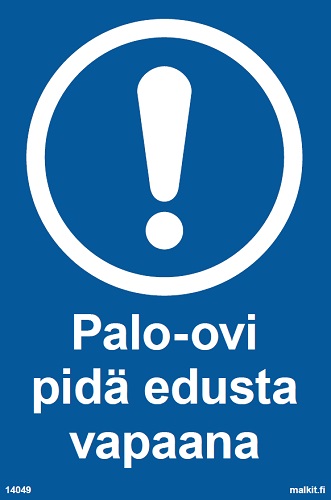 Palo-ovi pidä edusta vapaana tarra 100 x 150 mm - Paloalan kilvet - 65587 - 1