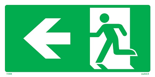 Poistumisreitti vasen jälkivalaiseva opaste - Jälkivalaisevat kyltit - 65107 - 1