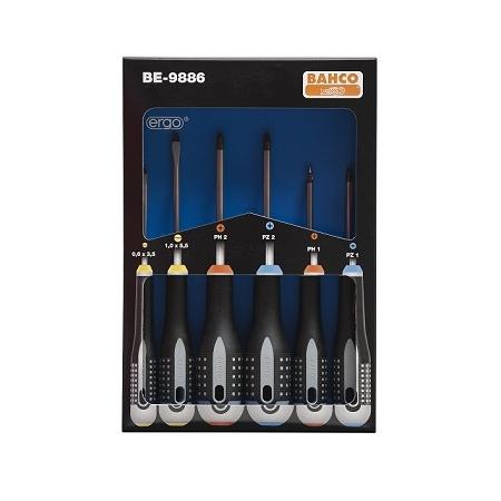 Ruuvitalttasarja 6-os. ergo Bahco BE-9886 ura/PH/PZ - Ruuvivääntimet, Irtokärjet - 1827 - 1