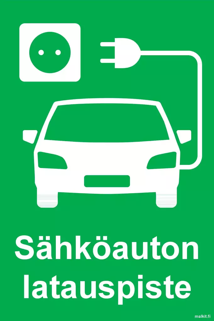Sähköauton latauspiste vihreä kerrosalumiini 200 x 300 mm - Kiinteistökilvet - 71347 - 1