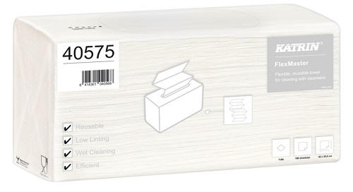 Teollisuus- /siivouspyyhe Katrin FlexMaster valkoinen 1-kertainen 40575 - WC- paperit, Käsipyyhkeet, Annostelijat - 67347 - 1