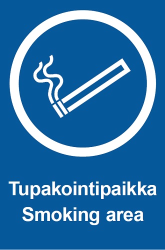 Tupakointipaikka symbolilla 2-kielinen FI-EN alumiini 200 x 300 mm - Ohjekilvet - 65937 - 1