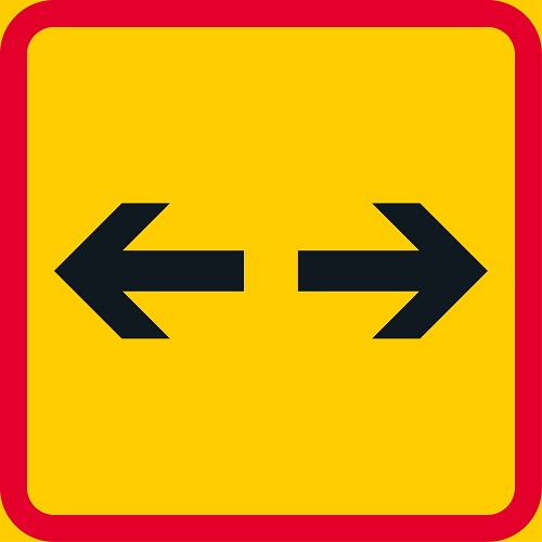 Vaikutusalue molempiin suuntiin H9.1a lisäkilpi liikennemerkkialu R1 400 x 400mm - Liikennemerkin lisäkilvet - 68087 - 1