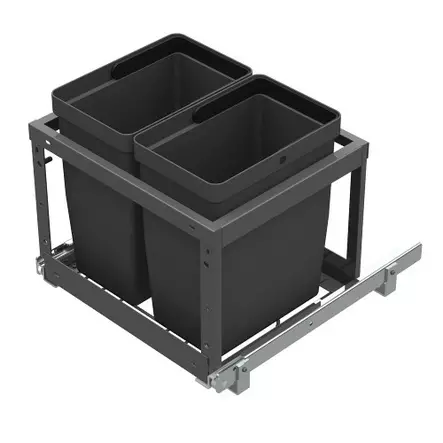 Jätelajitteluvaunu LM 78/2 2 sankoa antrasiitti - Astiakaapin tarvikkeet, Jätevaunut - 62128 - 1