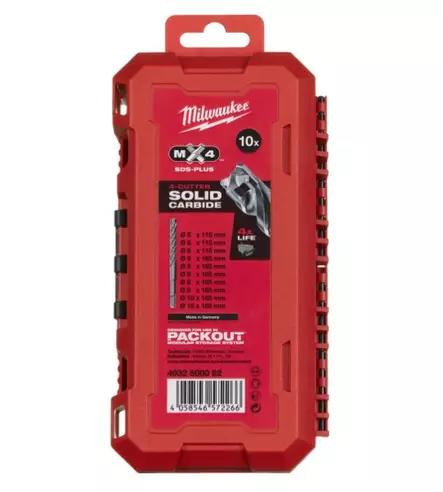 Vasaraporanteräsarja Milwaukee SDS+ MX4 PF 10 osainen - Poranterät, Teräsarjat - 76308 - 2