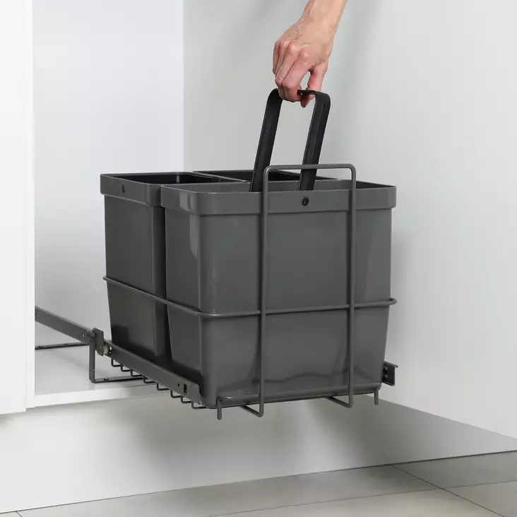 Jätelajitteluvaunu LM 64/3 3 sankoa antrasiitti - Astiakaapin tarvikkeet, Jätevaunut - 70268 - 1