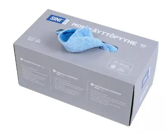 Monikäyttöpyyhe mikrokuitua 30 x 30 cm 50 kpl laatikko - Siivousliinat, Sienet - 75168 - 1