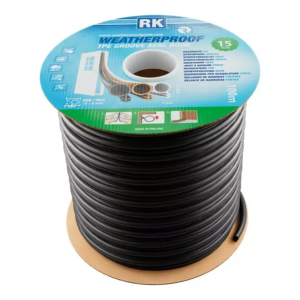 Ikkuna- ja ovitiiviste O-profiili uraan 10 mm 100 m musta - Tiivisteet, Tiivistemassat - 63848 - 1