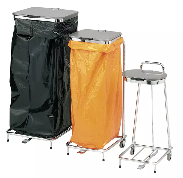 Jätesäkkiteline kannella ja polkimella 100-150 L jätesäkille - Jäteastiat ja lajitteluastiat - 4008 - 1