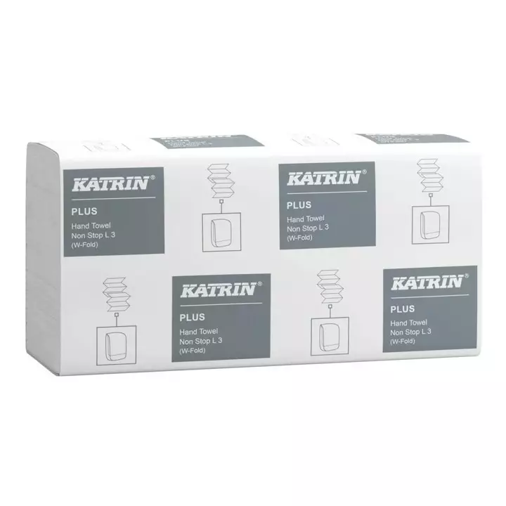 Käsipyyhe Katrin Plus Non Stop W-taitto L3 valkoinen 3-kertainen 87099 21 pkt/sk - WC- paperit, Käsipyyhkeet, Annostelijat - 74608 - 1