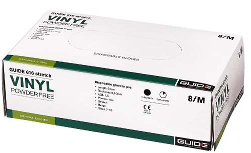 Kertakäyttökäsine Guide 616 puuteriton vinyyli - Siivous-, Kemikaali- ja Kertakäyttökäsin - 68418 - 1