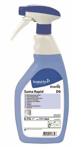 Lasin- ja kovien pintojen puhdistusaine Suma Rapid D6 0,75 L - Yleispesuaineet, Desinfioivat aineet - 12538 - 1