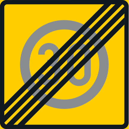 Nopeusrajoitusalue päättyy 30 C35 liikennemerkkialumiini R2 600 x 600 mm - Kielto- ja rajoitusmerkit - 70918 - 1