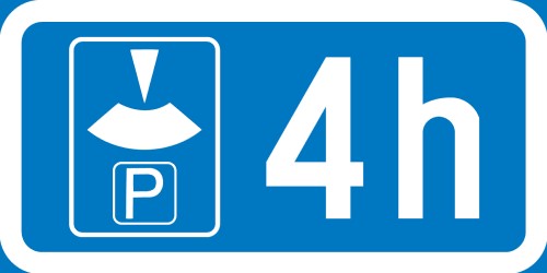 Pysäköintiajan alkamisen osoittamisvelv. 4 h H19.2 kerrosalumiini R1 400x200 mm - Liikennemerkin lisäkilvet - 69118 - 1