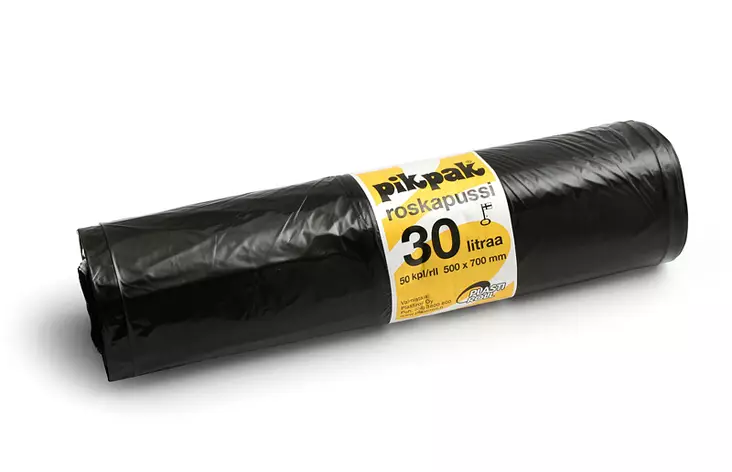 Roskapussi 30 L musta LD Plastiroll 0475 50 kpl/rll, 20 rll/ltk - Jätesäkit, Roskapussit - 5808 - 1