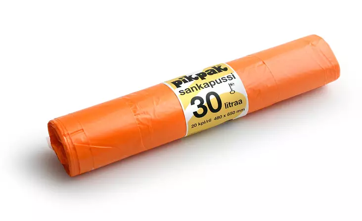 Roskapussi 30 L oranssi MD sankapussi Plastiroll 1234 20 kpl/rll, 30 rll/ltk - Jätesäkit, Roskapussit - 5798 - 1