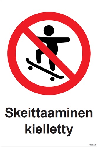 Skeittaaminen kielletty muovi 200 x 300 mm - Kieltokilvet - 68158 - 1
