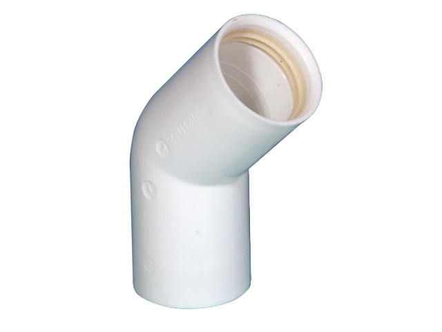 Viemäröintiputken kulmayhde 45ast muhviton valk. - Viemäröintitarvikkeet - 1238 - 1